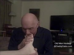 Grandpa Silverdaddy Swallows Cum from Uncut C