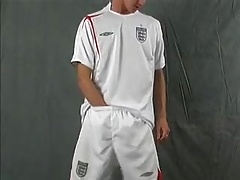 Sport lad wanking in white socks
