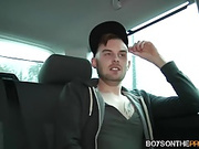Sexy twink Lee Will has hardcore threesome in the car