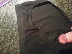 Another guy spurts on my wife's black panties