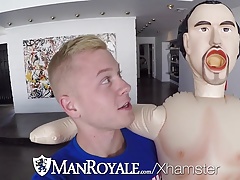 ManRoyale Blow up doll play turns into fuck with Leo Luckett