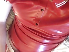 Twink Wanking In Red Rubber Outfit