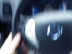 Pumping my cock and balls while driving