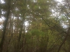in the woods in black