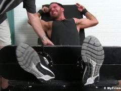 Hairy stallion Jackson Grant gets restrained and tickled