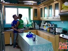 Mature daddy gets seduced by Asian twink Marcon in kitchen